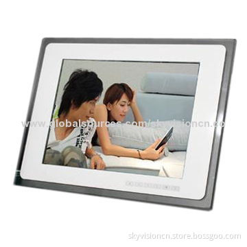 12.1-inch LCD digital photo frame with acrylic transparent frame, table stand and wall-mount